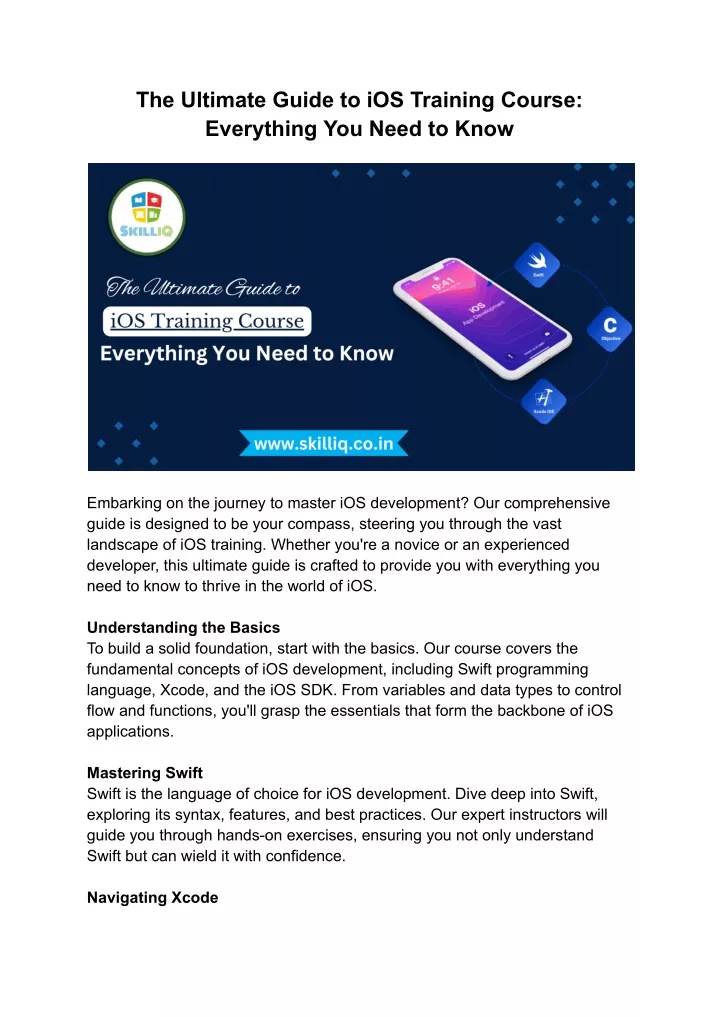 the ultimate guide to ios training course