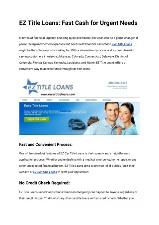 EZ Title Loans_ Fast Cash for Urgent Needs _ www.ezcartitleloans.com