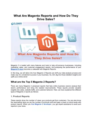 what are magento reports and how do they drive