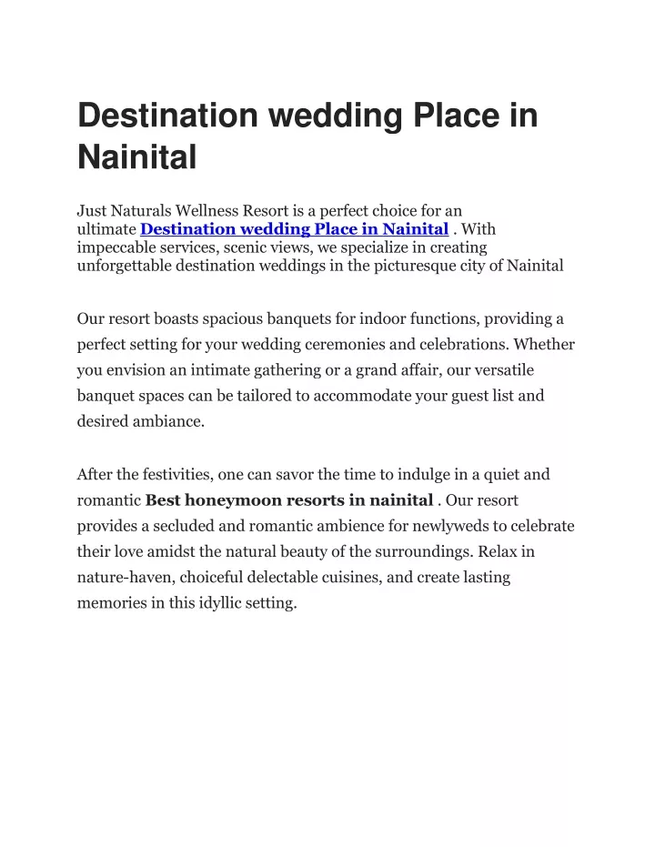 destination wedding place in nainital