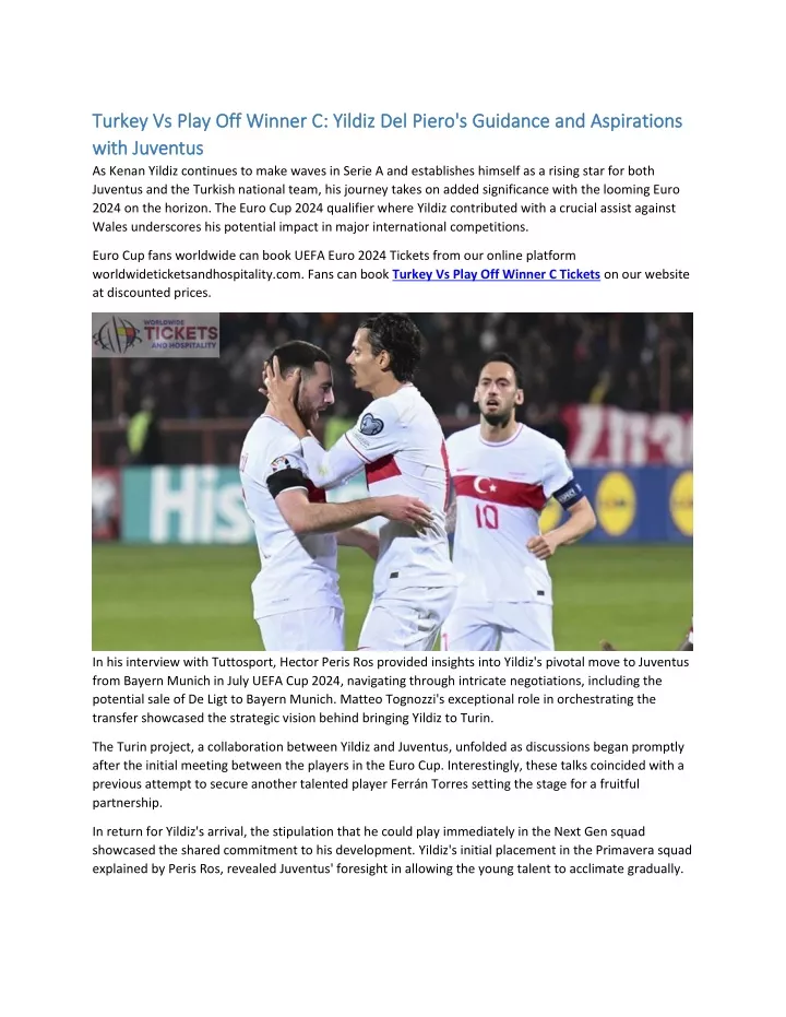 PPT - Turkey Vs Play Off Winner C Yildiz Del Piero's Guidance and ...