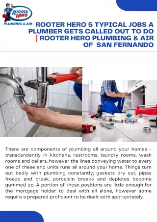 Rooter Hero 5 Typical Jobs a Plumber Gets Called Out to Do  Rooter Hero Plumbing of  San Fernando