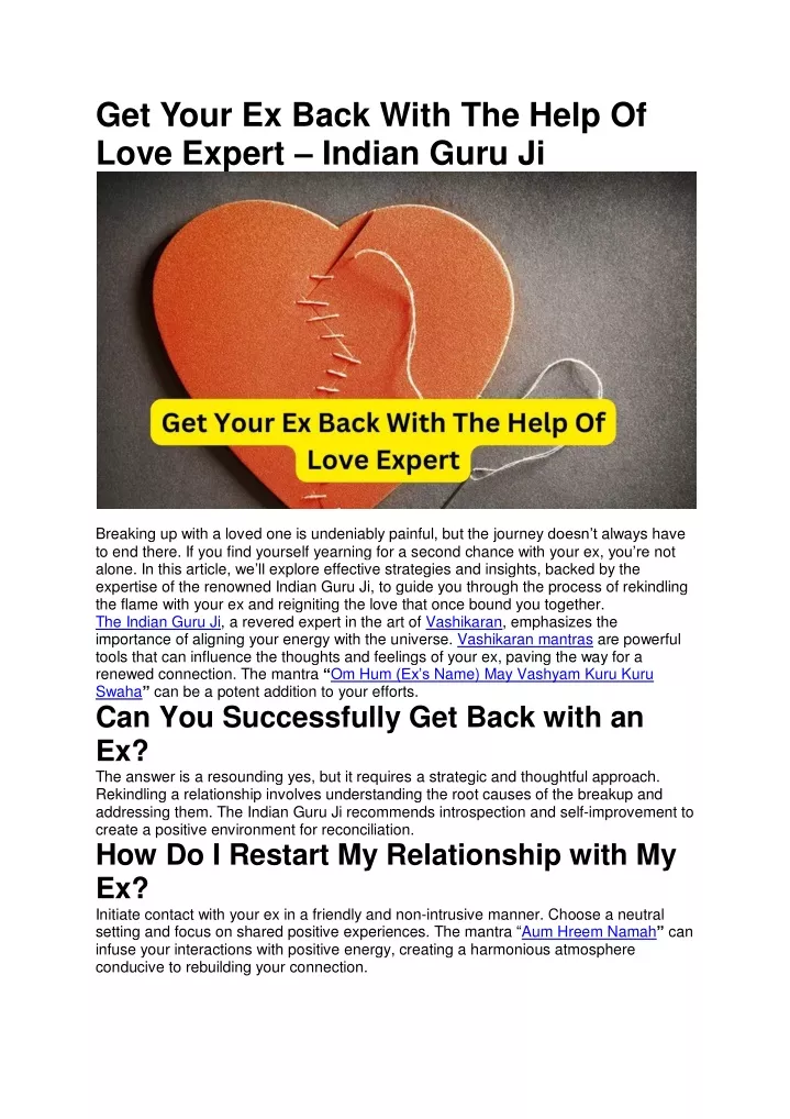 get your ex back with the help of love expert