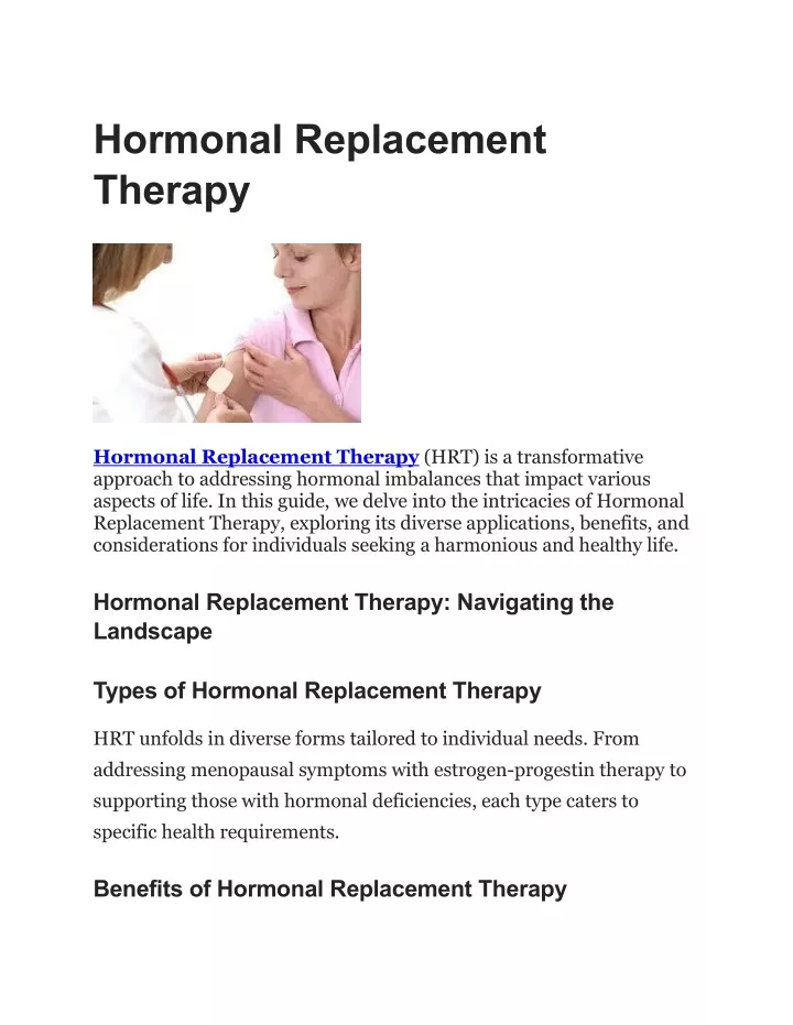 hormonal replacement therapy