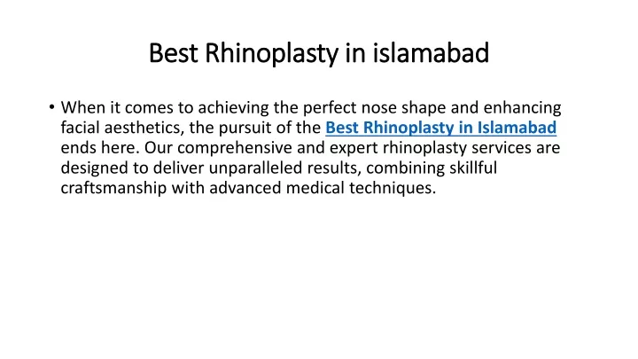 best rhinoplasty in islamabad