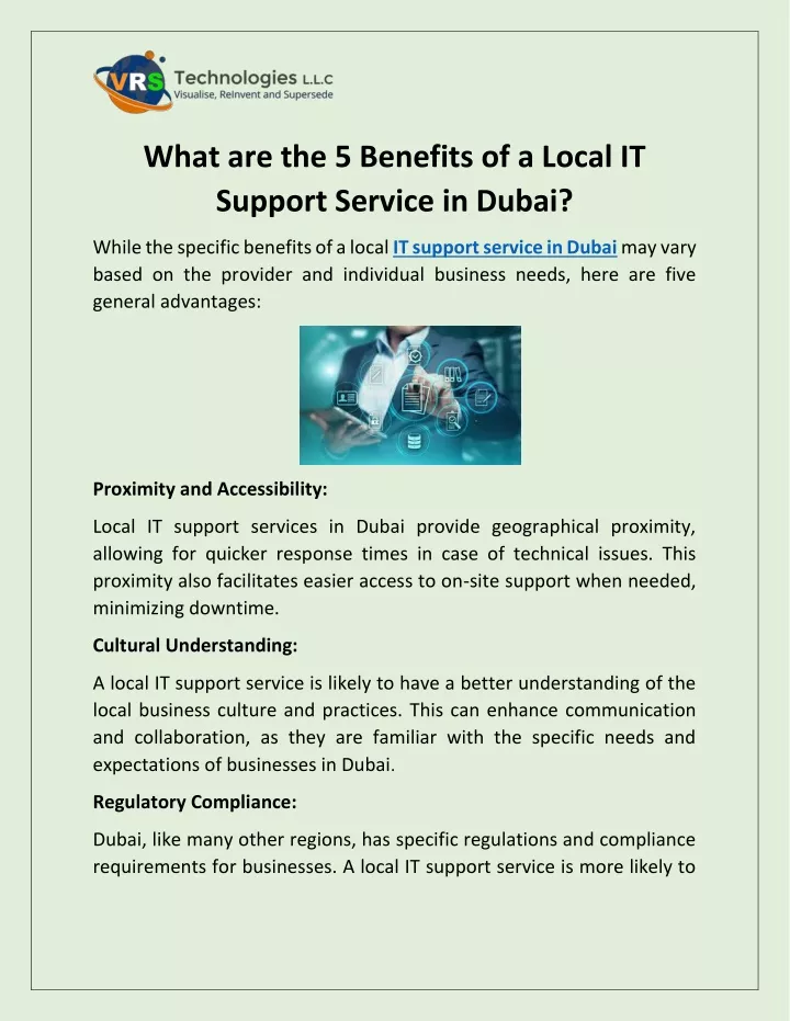 what are the 5 benefits of a local it support