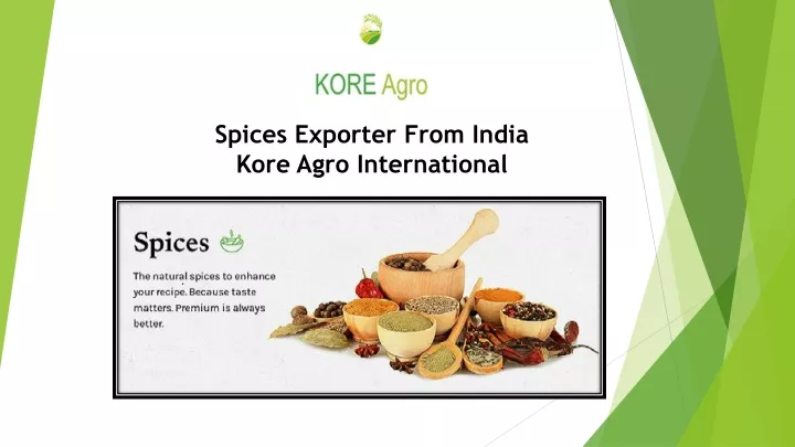 spices exporter from india kore agro international