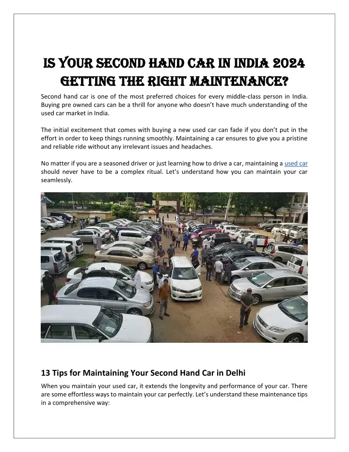 Is Your Second Hand Car In India 2024 Is Your N 