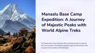 Manaslu Circuit Trek: An Ultimate Himalayan Journey Featuring Global Alpine Trek