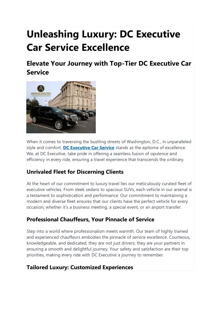unleashing luxury dc executive car service