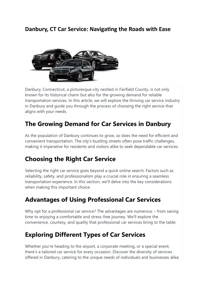 danbury ct car service navigating the roads with