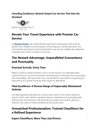 Unveiling Excellence: Newark Airport Car Service That Sets the Standard
