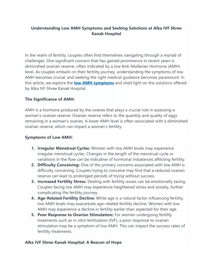 understanding low amh symptoms and seeking