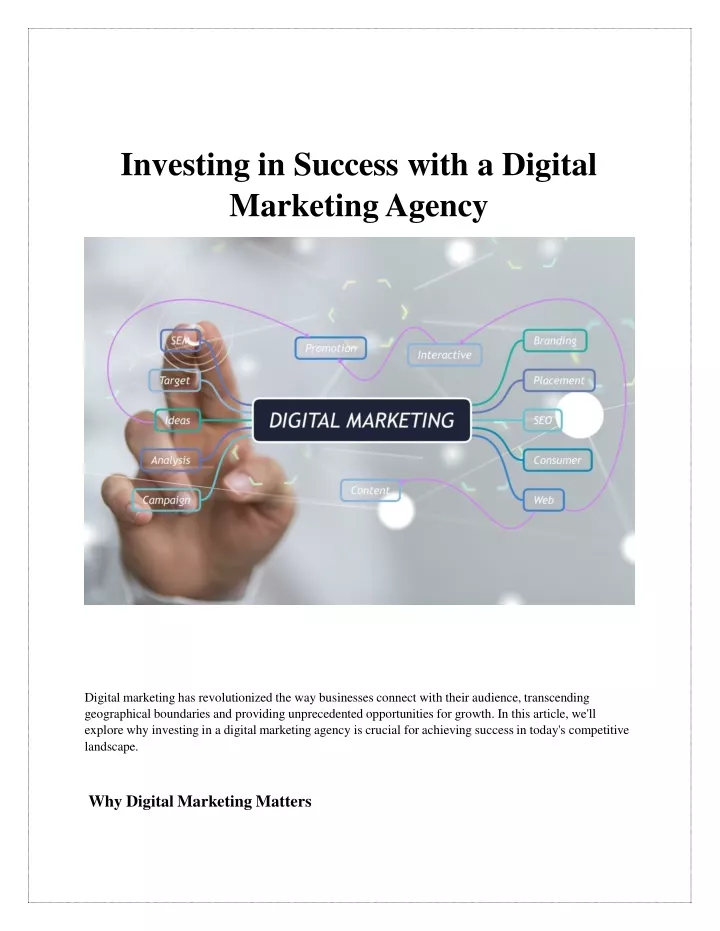 investing in success with a digital marketing agency