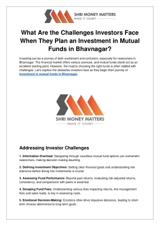 What Are the Challenges Investors Face When They Plan an Investment in Mutual Funds in Bhavnagar