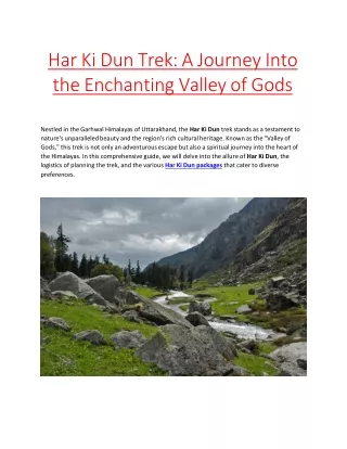 Har Ki Dun Trek: A Journey Into the Enchanting Valley of Gods