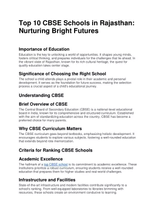 top 10 cbse schools in rajasthan nurturing bright