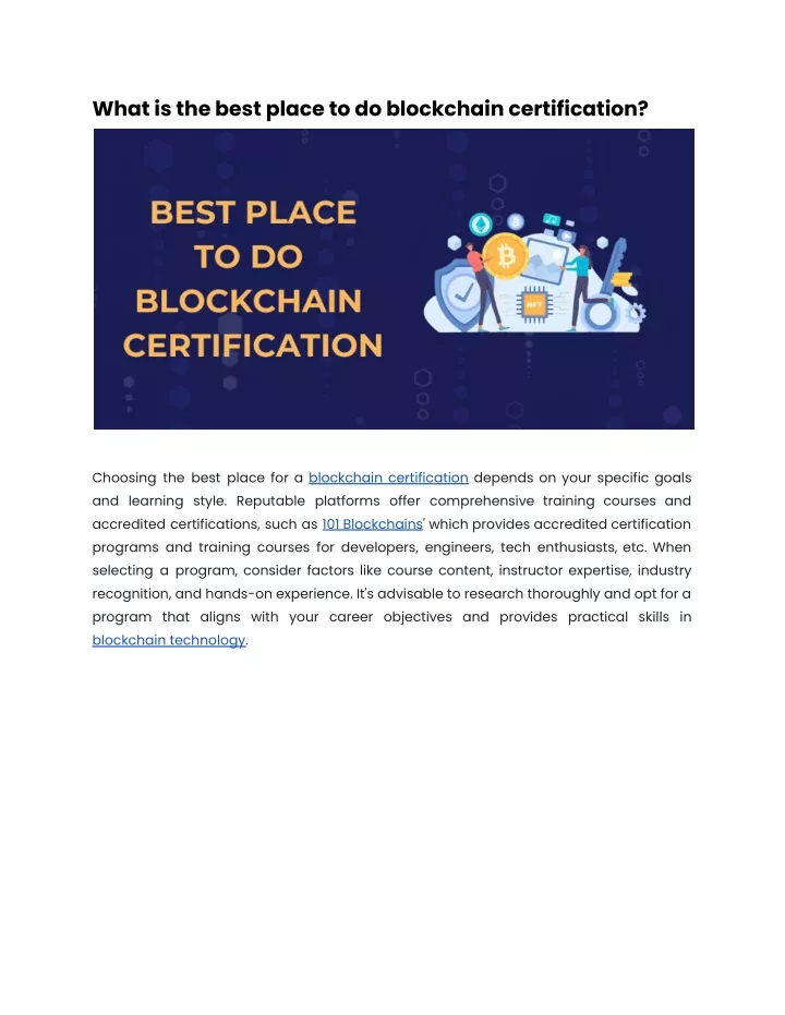 what is the best place to do blockchain