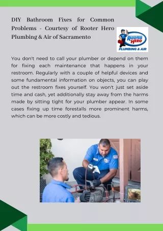 DIY Bathroom Fixes for Common Problems - Courtesy of Rooter Hero Plumbing & Air of Sacramento