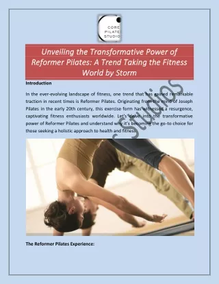 Unveiling the Transformative Power of Reformer Pilates A Trend Taking the Fitness World by Storm