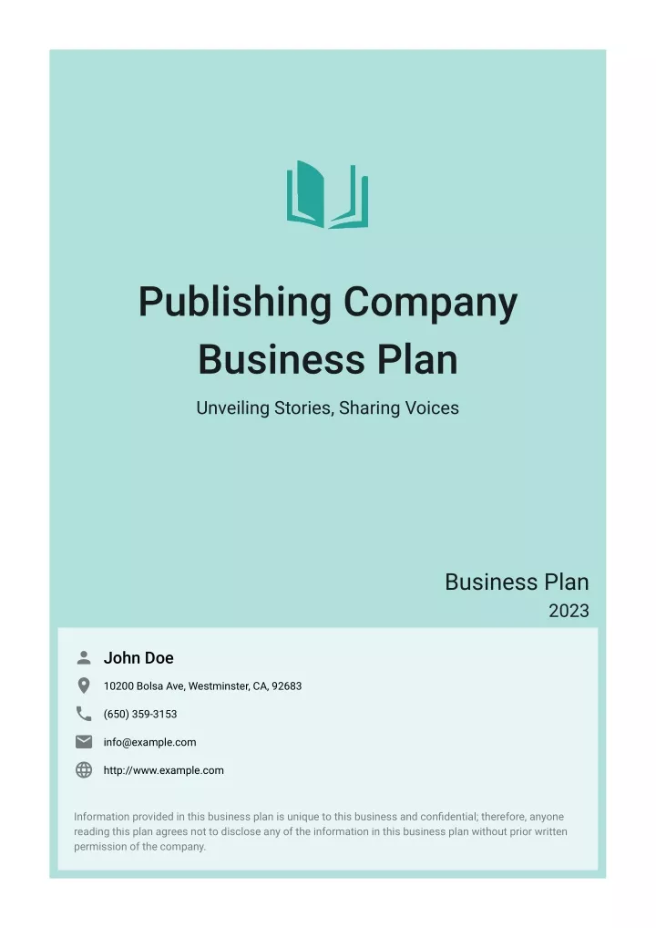 publishing company business plan