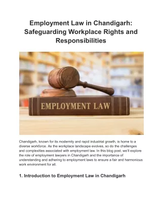 Employment Law in Chandigarh_ Safeguarding Workplace Rights and Responsibilities