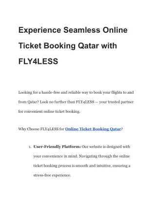 Experience Seamless Online Ticket Booking Qatar with FLY4LESS