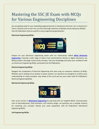 Mastering the SSC JE Exam with MCQs for Various Engineering Disciplines