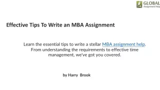 Effective Tips To Write an MBA Assignment