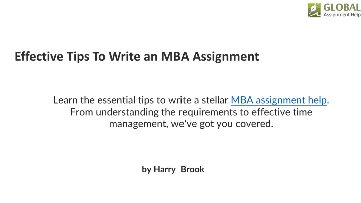 effective tips to write an mba assignment