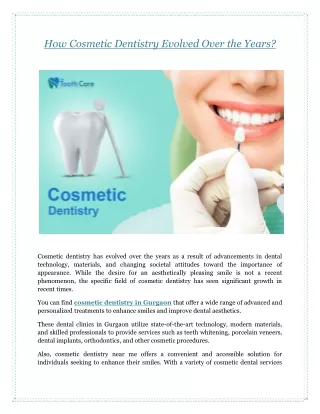 How Cosmetic Dentistry Evolved Over the Years?