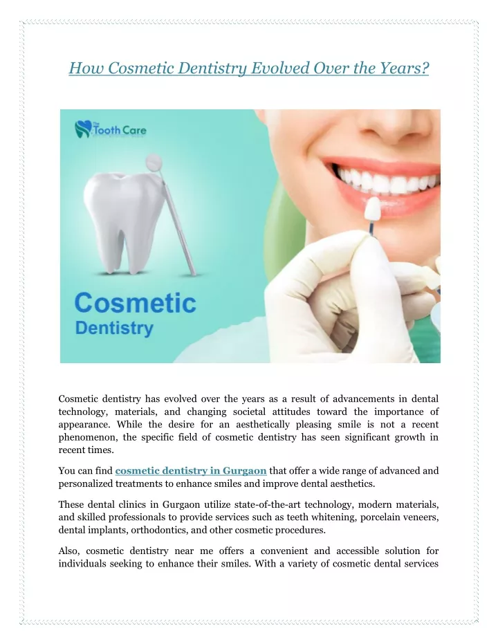 how cosmetic dentistry evolved over the years