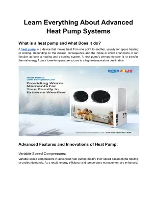Learn Everything About Advanced Heat Pump Systems