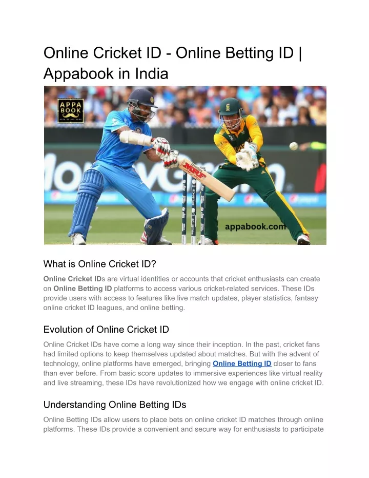 online cricket id online betting id appabook