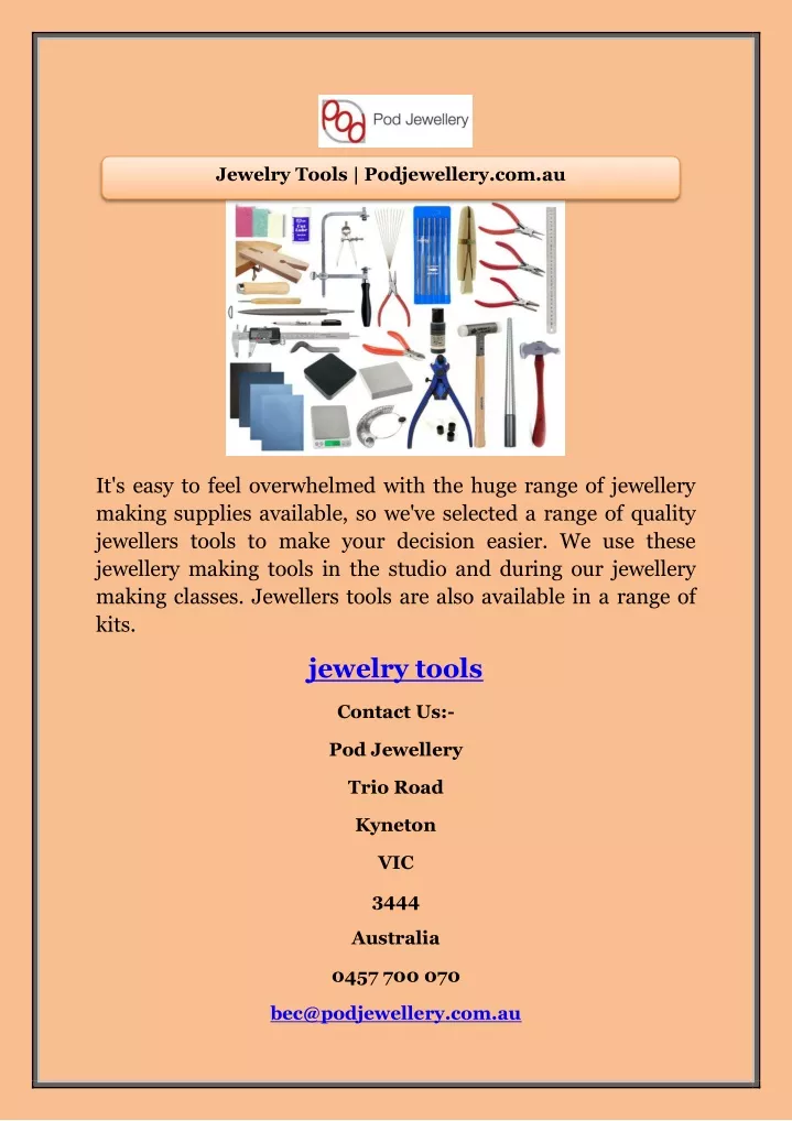 jewelry tools podjewellery com au