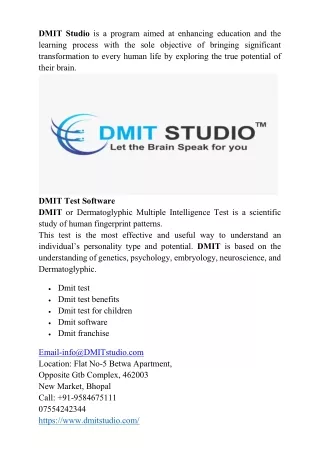 DMIT : Dermatoglyphic Multiple Intelligence Test