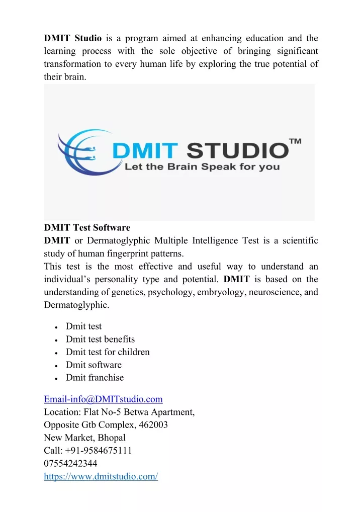 dmit studio is a program aimed at enhancing