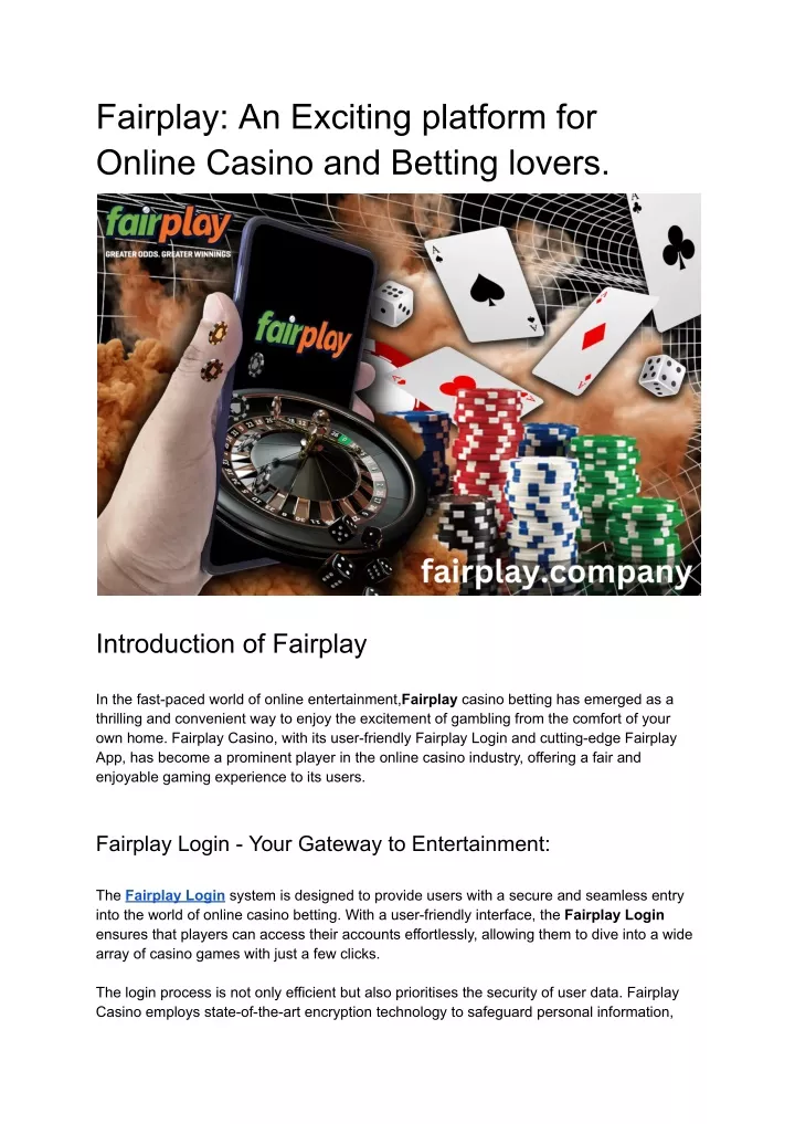 fairplay an exciting platform for online casino