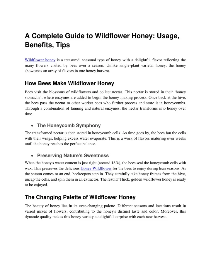 a complete guide to wildflower honey usage