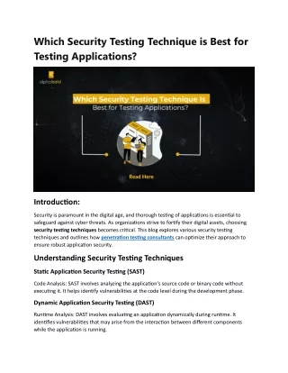 Which Security Testing Technique is Best for Testing Applications