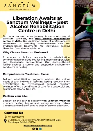 Sanctum Wellness – Best Alcohol Rehabilitation Centre in Delhi