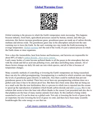 Global Warming Essays For Students