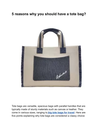 5 reasons why you should have a tote bag
