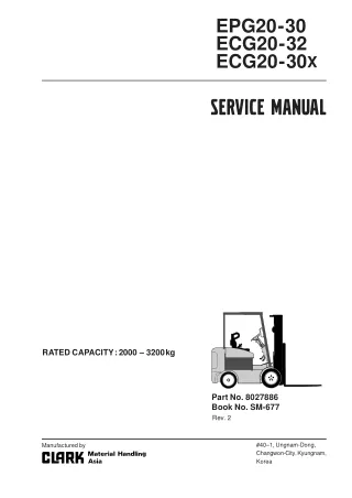 Clark EPG20-30 Forklift Service Repair Manual