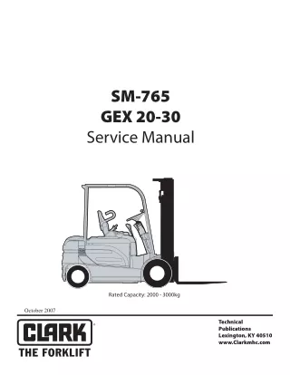 Clark GEX20-30 Forklift Service Repair Manual