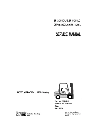 Clark SF15-20SLC Forklift Service Repair Manual