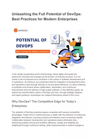 unleashing the full potential of devops best