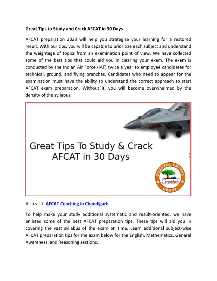 great tips to study and crack afcat in 30 days