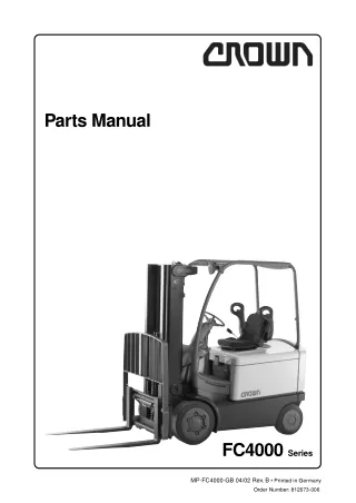 Crown FC4000 Series Forklift Parts Catalogue Manual