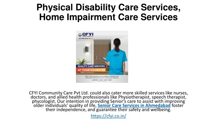 physical disability care services home impairment